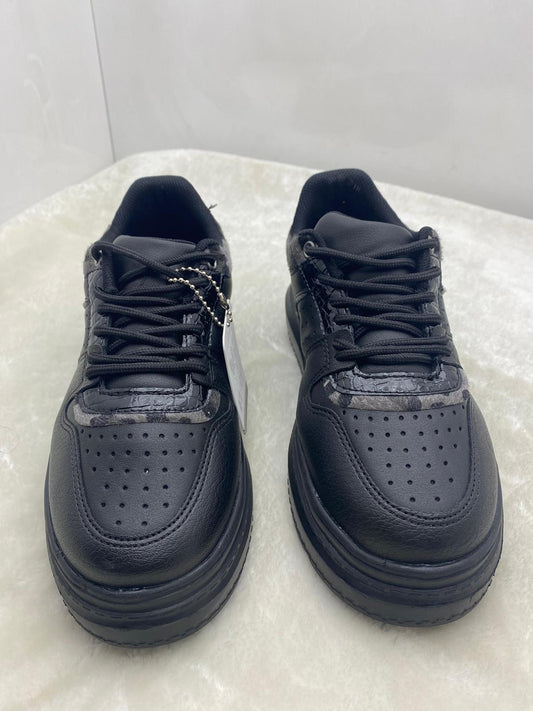 ÇİĞDEM SİYAH-GRİ LEOPAR DESENLİ YÜKSEK TABANLI KADIN GÜNLÜK SPOR SNEAKER - SİYAH GRİ
