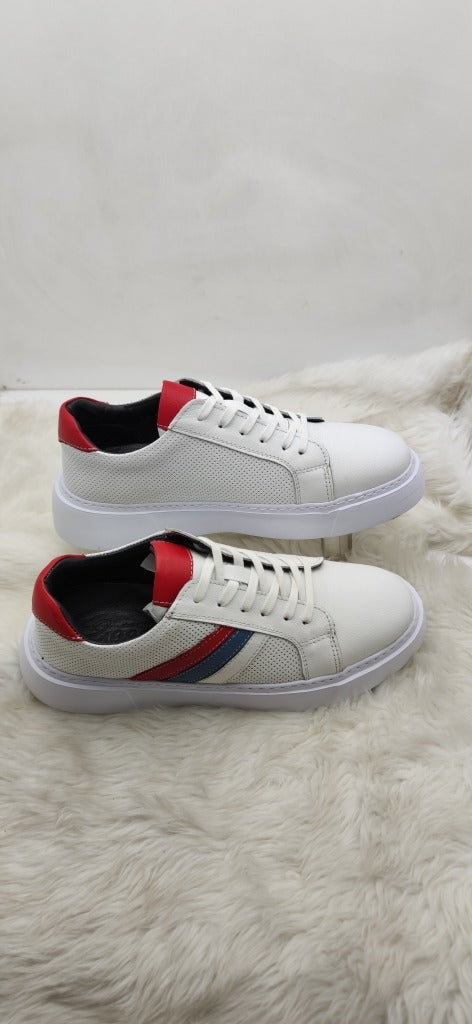 ÇİĞDEM BEYAZ GERÇEK DERİ KALIN TABAN ERKEK AYAKKABI (GSO 1215) - BEYAZ