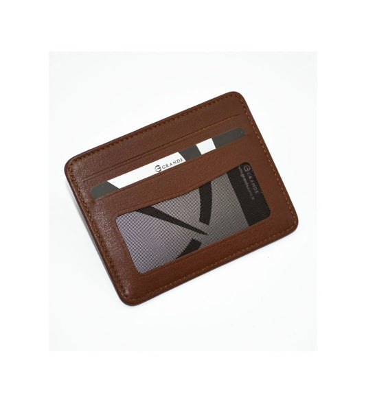 GRANDE - 746 - UNISEX GERÇEK DERİ KARTLIK - TABA