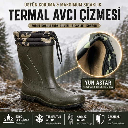 ULAŞ İÇİ YÜNLÜ AVCI ÇİZMESİ - YEŞİL