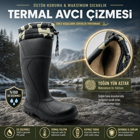 ULAŞ İÇİ YÜNLÜ AVCI ÇİZMESİ - YEŞİL-UZUN