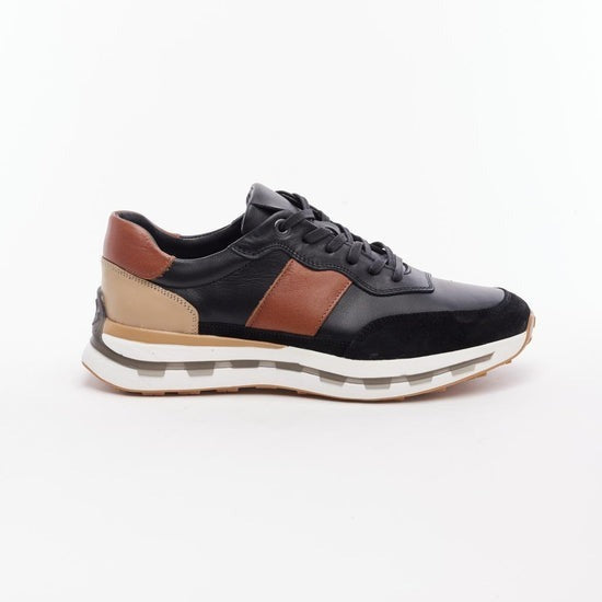 VOYAGER 6672 GERÇEK DERİ ERKEK SNEAKER AYAKKABI - SİYAH-HARDAL