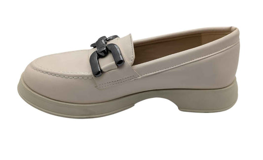 Çiğdem Kundura MiraViva Kadın Suni Deri Loafer Ayakkabı - MiraViva - KREM