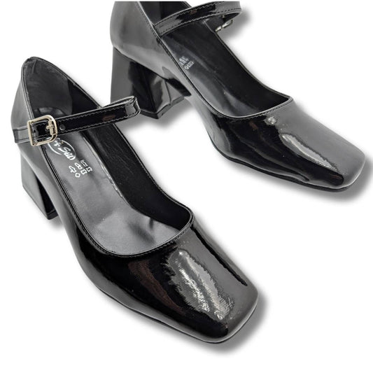 Nacarina Kadın Kare Burunlu Blok Topuklu Klasik Ayakkabı - Nacarina - SİYAH