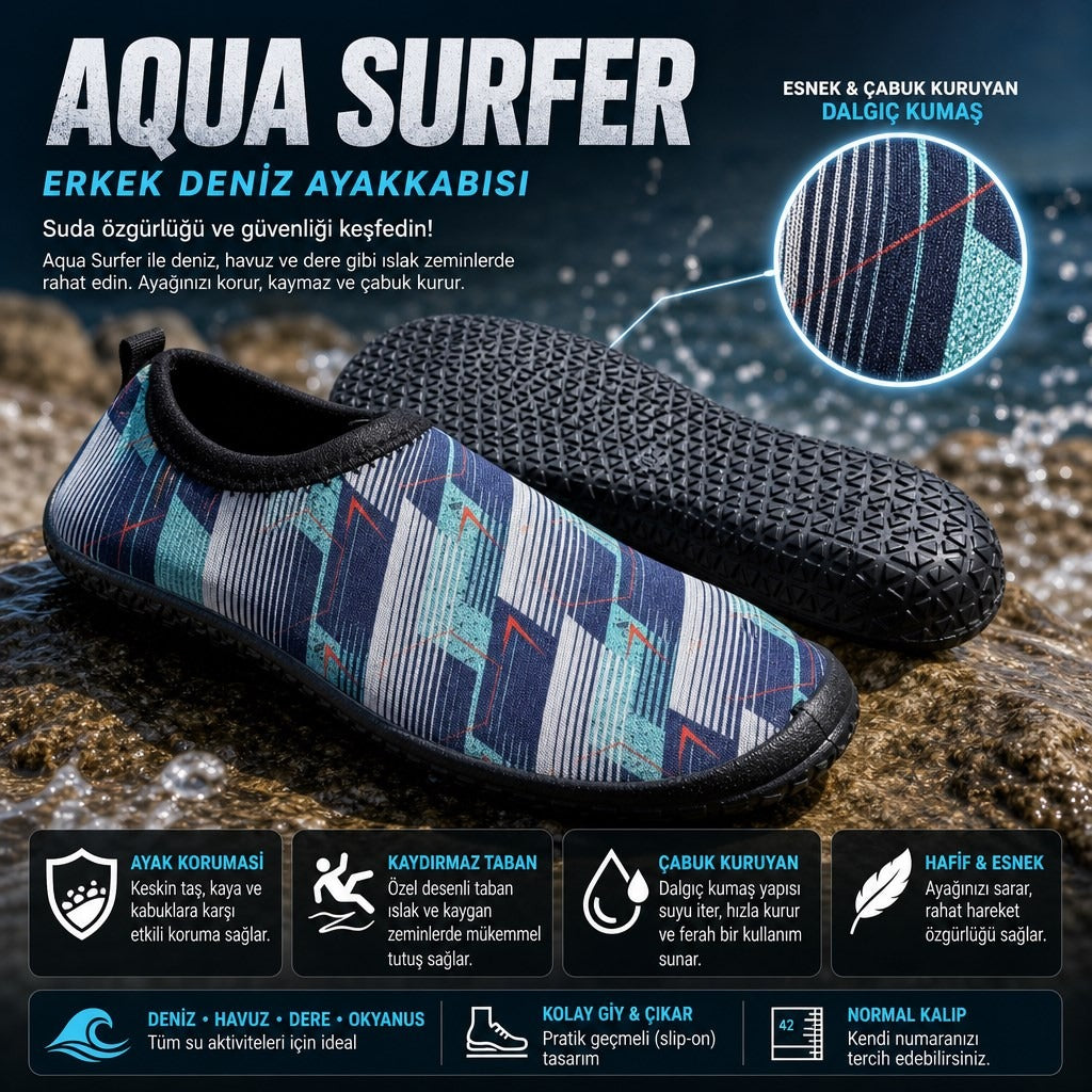 Aqua Surfer | Unisex Deniz Ayakkabısı - GRİ-MAVİ