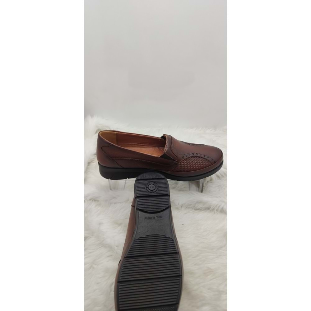 ÇİĞDEM GERÇEK DERİ KEMİK ÇIKINTISINA ÖZEL TAM ORTOPEDİK ÜSTÜ TAŞLI KADIN AYAKKABI ( BELAX 600 ) - TABA - 36 - ST00718-TABA-36