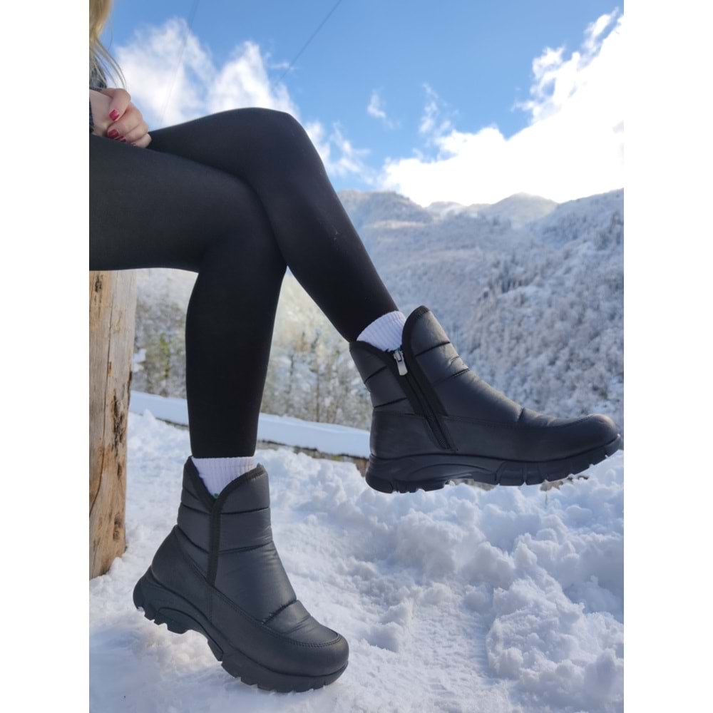 Çiğdem Kar Botu KAR 1 Unisex - SİYAH-KISA-FERMUARLI-ARMALI - 39