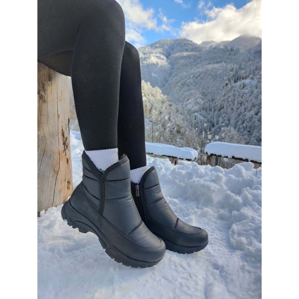 Çiğdem Kar Botu KAR 1 Unisex - SİYAH-KISA-FERMUARLI-ARMALI - 39