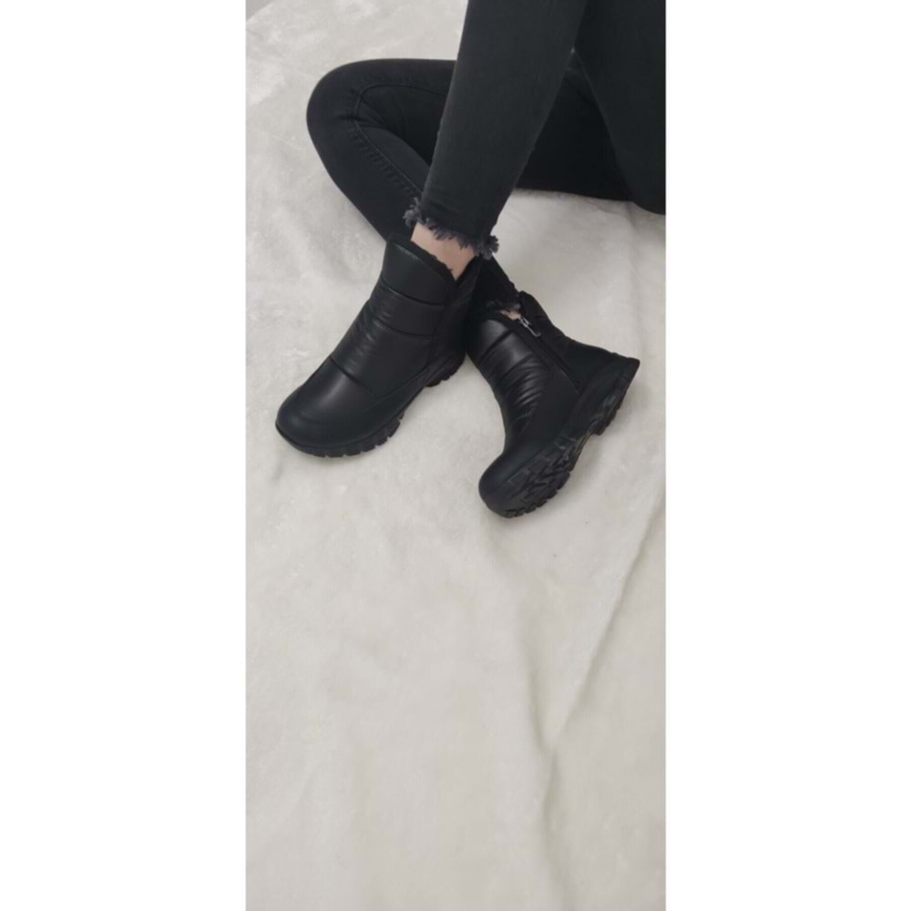 Çiğdem Kar Botu KAR 1 Unisex - SİYAH-KISA-FERMUARLI-ARMALI - 39