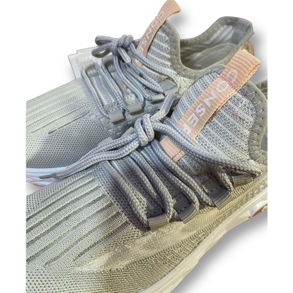 ÇİĞDEM GRİ-BEYAZ PEMBE TABANLI SNEAKERS SPOR AYAKKABI (K.CNSPT) - GRİ-BEYAZ - 37 - ST01882-GRİ-BEYAZ-37