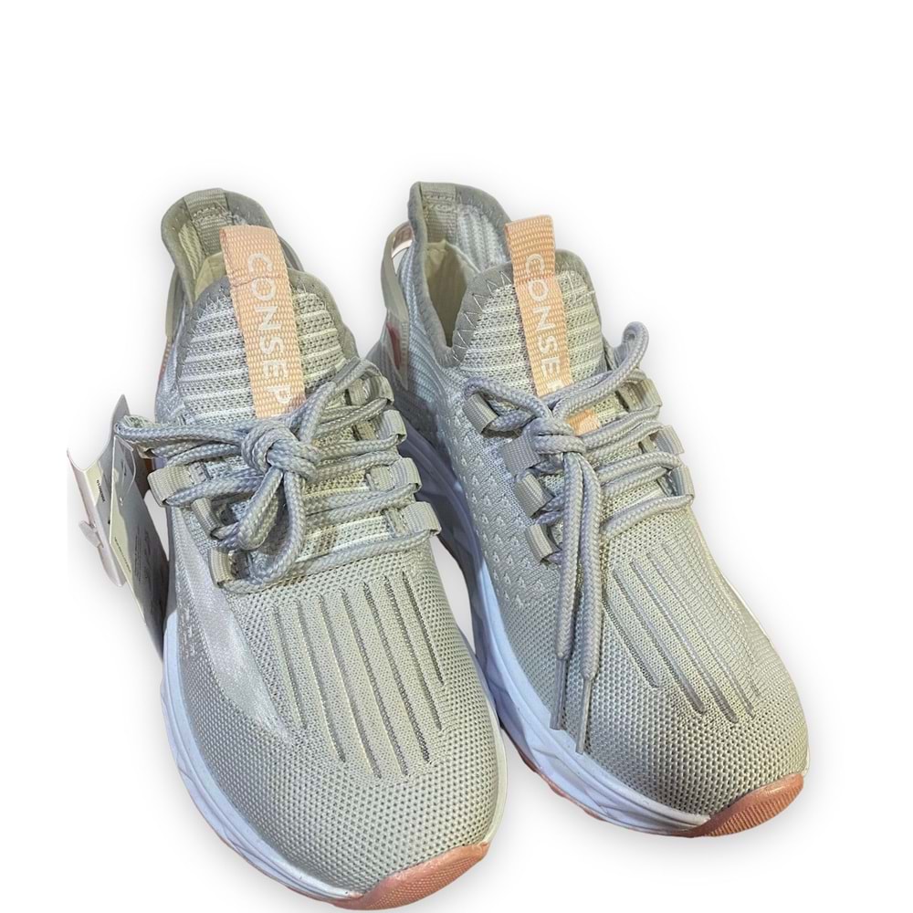 ÇİĞDEM GRİ-BEYAZ PEMBE TABANLI SNEAKERS SPOR AYAKKABI (K.CNSPT) - GRİ-BEYAZ - 37 - ST01882-GRİ-BEYAZ-37