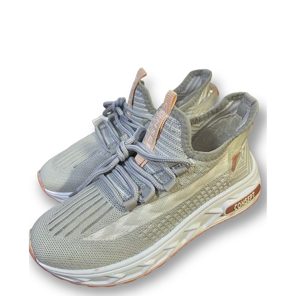 ÇİĞDEM GRİ-BEYAZ PEMBE TABANLI SNEAKERS SPOR AYAKKABI (K.CNSPT) - GRİ-BEYAZ - 37 - ST01882-GRİ-BEYAZ-37
