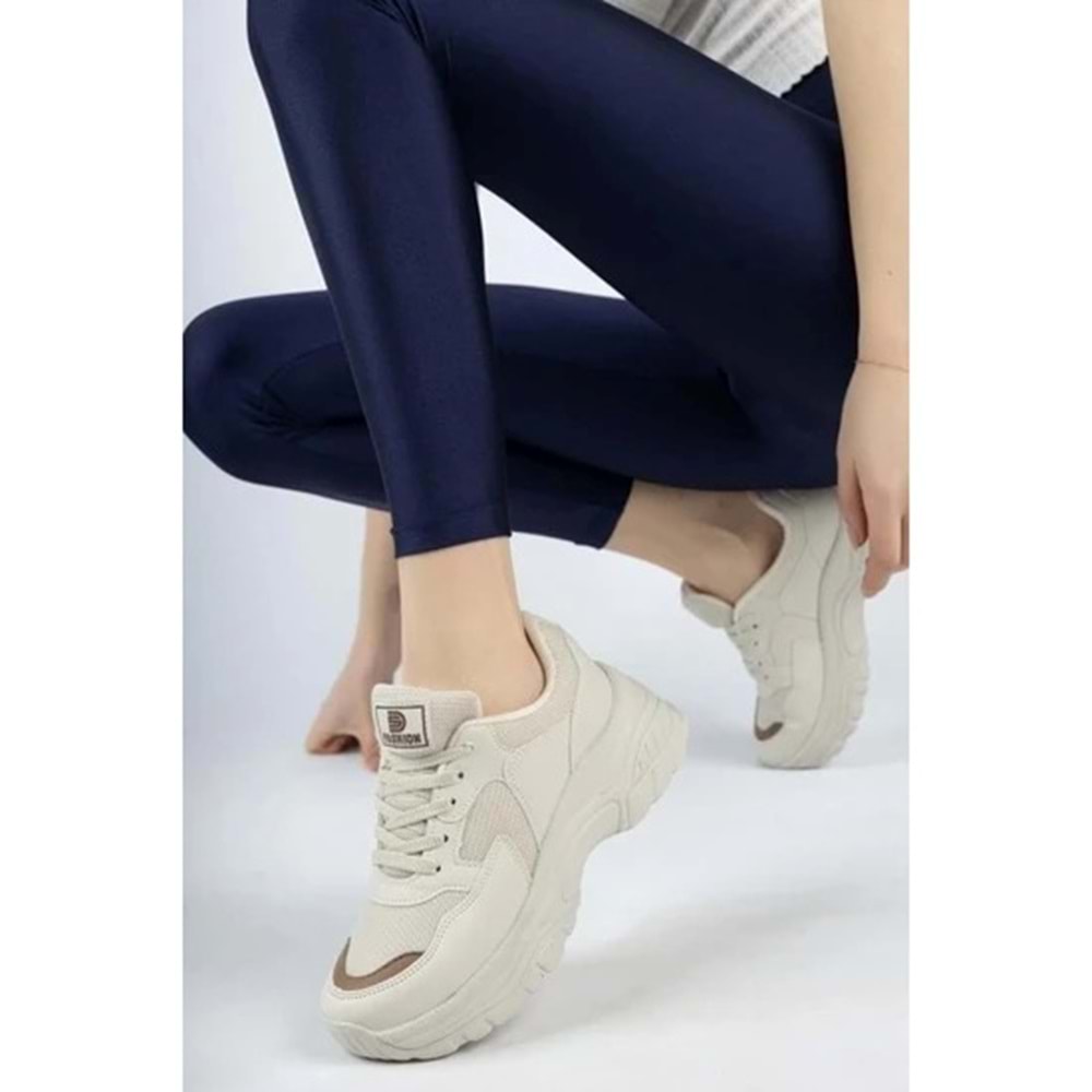 ÇİĞDEM KALIN TABAN KADIN SPOR AYAKKABI - BEJ / KAHVE - 39
