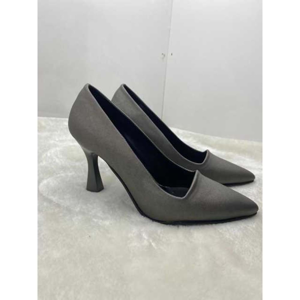 ÇİĞDEM PLATİN GRİ SATEN KADEH ÖKÇE STİLETTO (ENZS1A) - PLATİN GRİ - 36 - ST01989-PLATİN GRİ-36