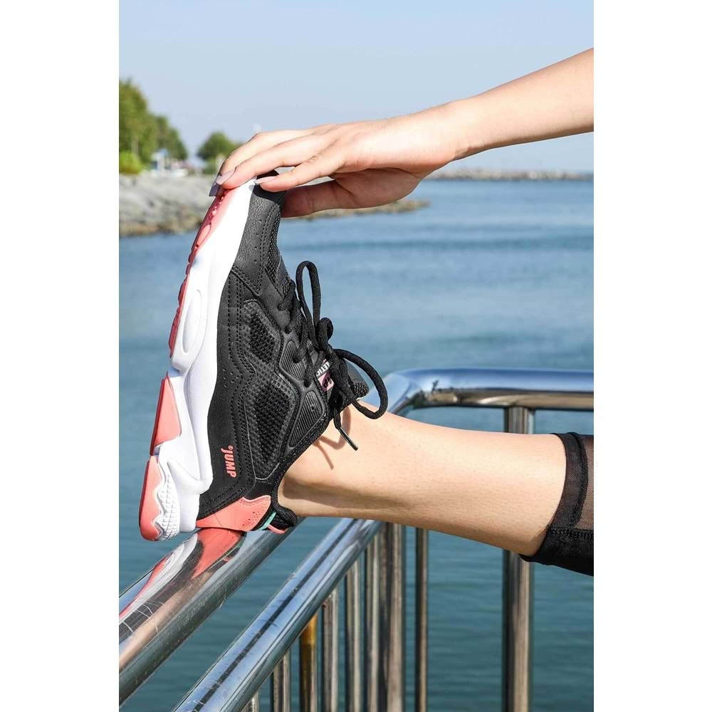 JUMP 24711 B-BLACK/SALMON KADIN SPOR YÜRÜYÜŞ AYAKKABISI - SİYAH-SOMON - 36 - ST02111-SİYAH-SOMON-36