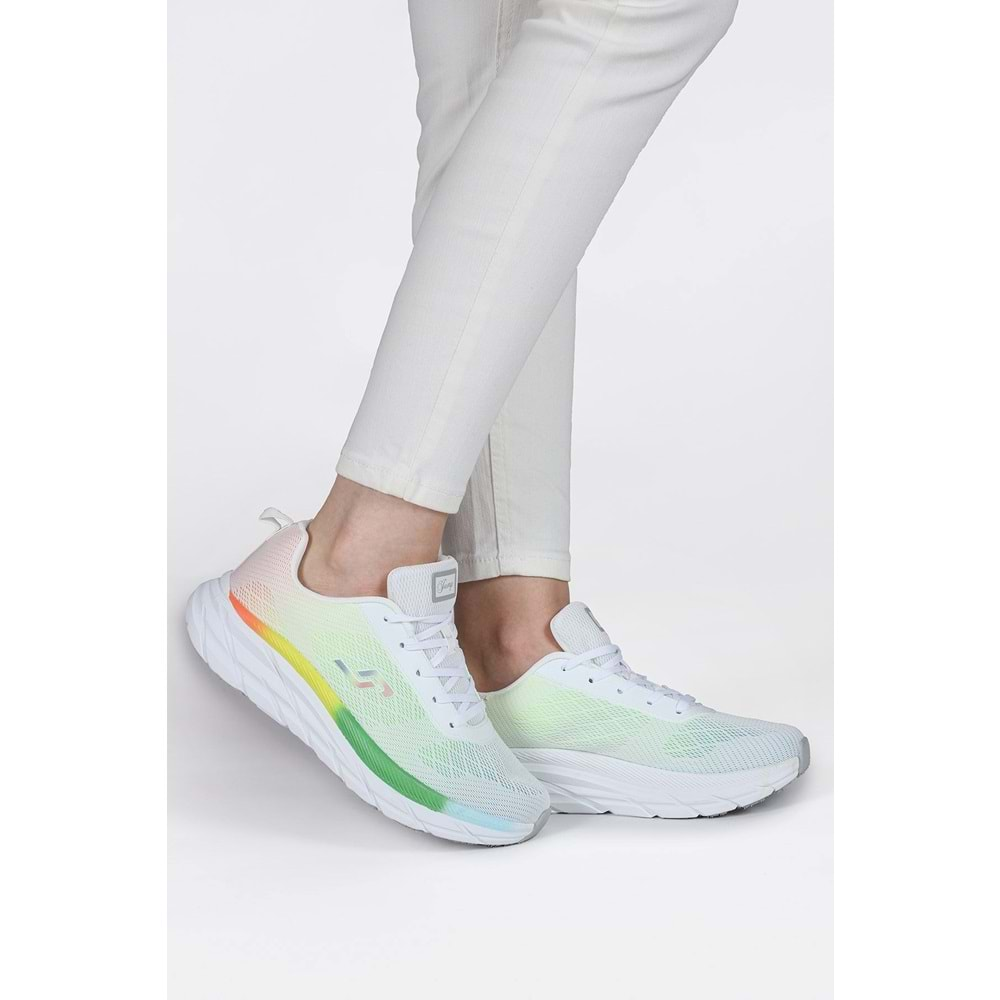 JUMP 28052 A-WHITE-YELLOW-MINT KADIN SPOR AYAKKABI - BEYAZ - 40 - ST02142-BEYAZ-40