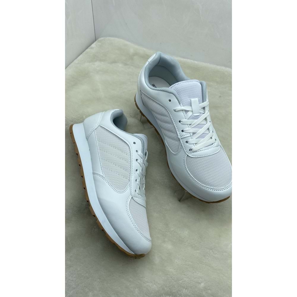ÇİĞDEM BEYAZ BEZ ERKEK SNEAKER SPOR AYAKKABI(ZGN) - BEYAZ - 43 - ST02205-BEYAZ-43