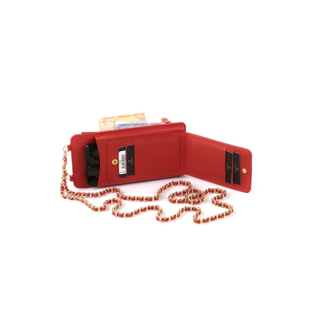 GRANDE 2783 HAKİKİ DERİ KADIN ASKILI TELEFON ÇANTASI - KIRMIZI - STANDART - ST02304-14127