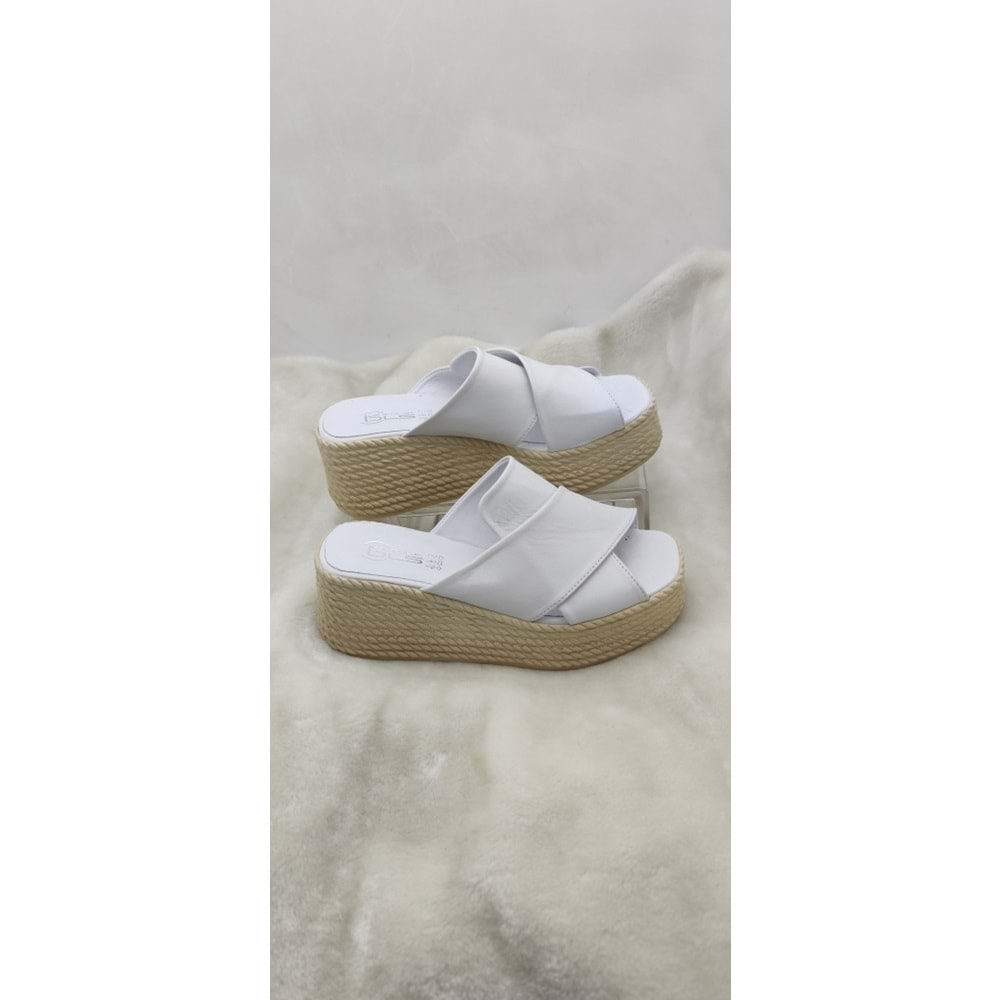ÇİĞDEM GERÇEK DERİ DOLGU TOPUK TERLİK(blsDT3A) - BEYAZ - 38 - ST02549-12875
