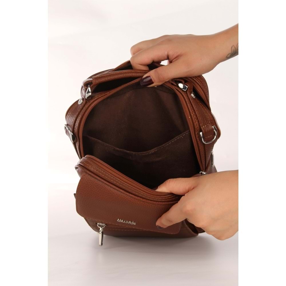 GRANDE - 4588- GERÇEK DERİ ERKEK OMUZ ÇANTA - TABA - STANDART