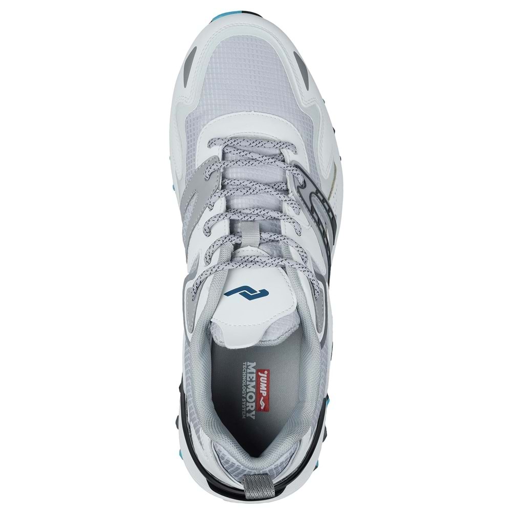 JUMP 29775 ERKEK MEMORY TABAN SPOR SNEAKER AYAKKABI - BEYAZ-MAVİ-GRİ - 44