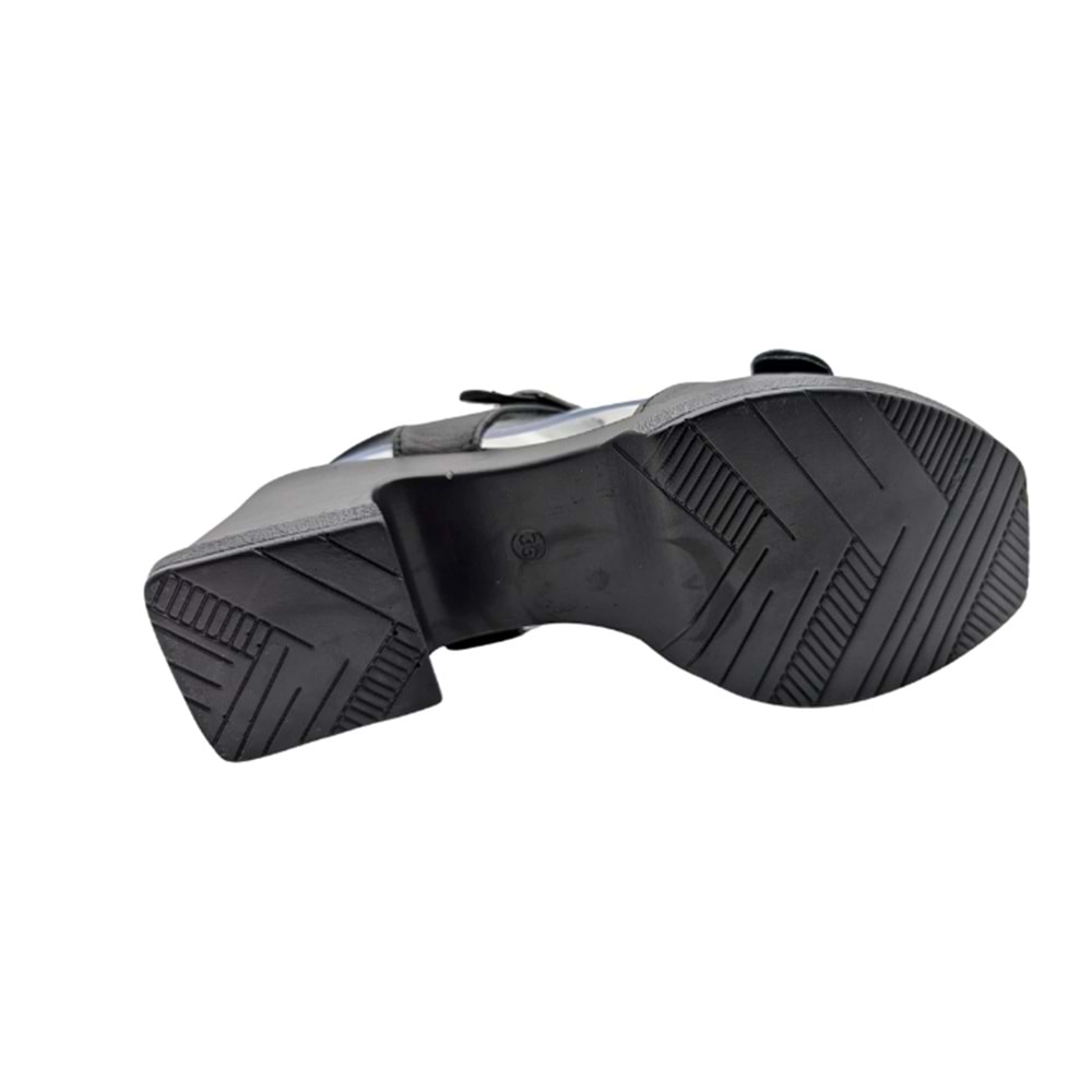 Enzo SunFlair Hakiki Deri Kadın Topuklu Sandalet - SunFlair - SİYAH - 36
