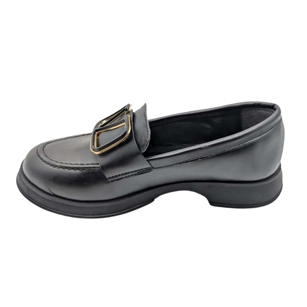 Çiğdem Kundura Eleganza Sole Kadın Suni Deri Loafer - Eleganza Sole - SİYAH - 40