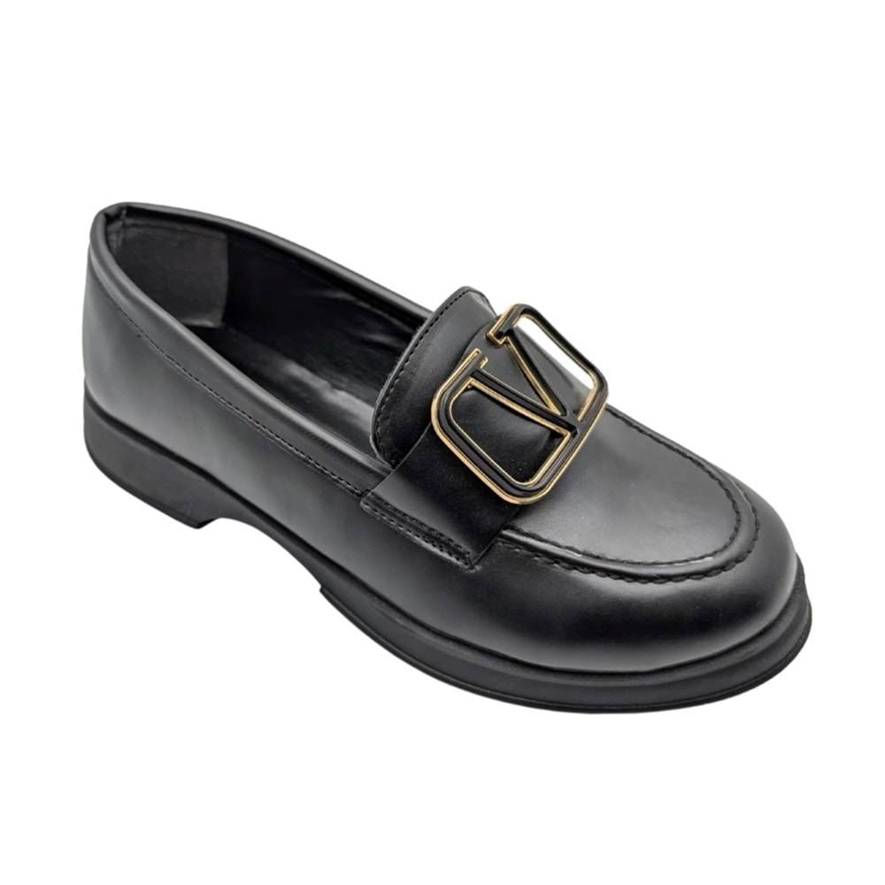 Çiğdem Kundura Eleganza Sole Kadın Suni Deri Loafer - Eleganza Sole - SİYAH - 40