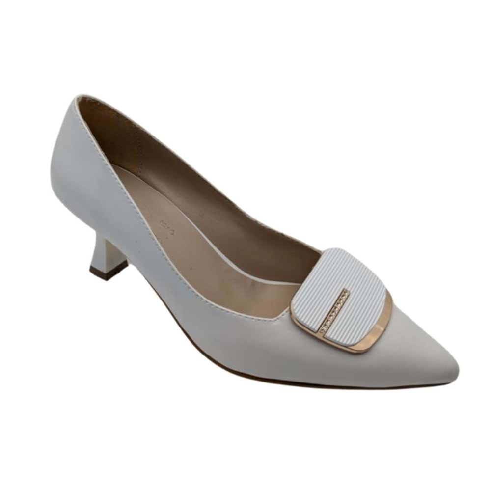 Çiğdem Kundura Veloura Stride Kadın Suni Deri Stiletto - Veloura Stride - BEYAZ - 36