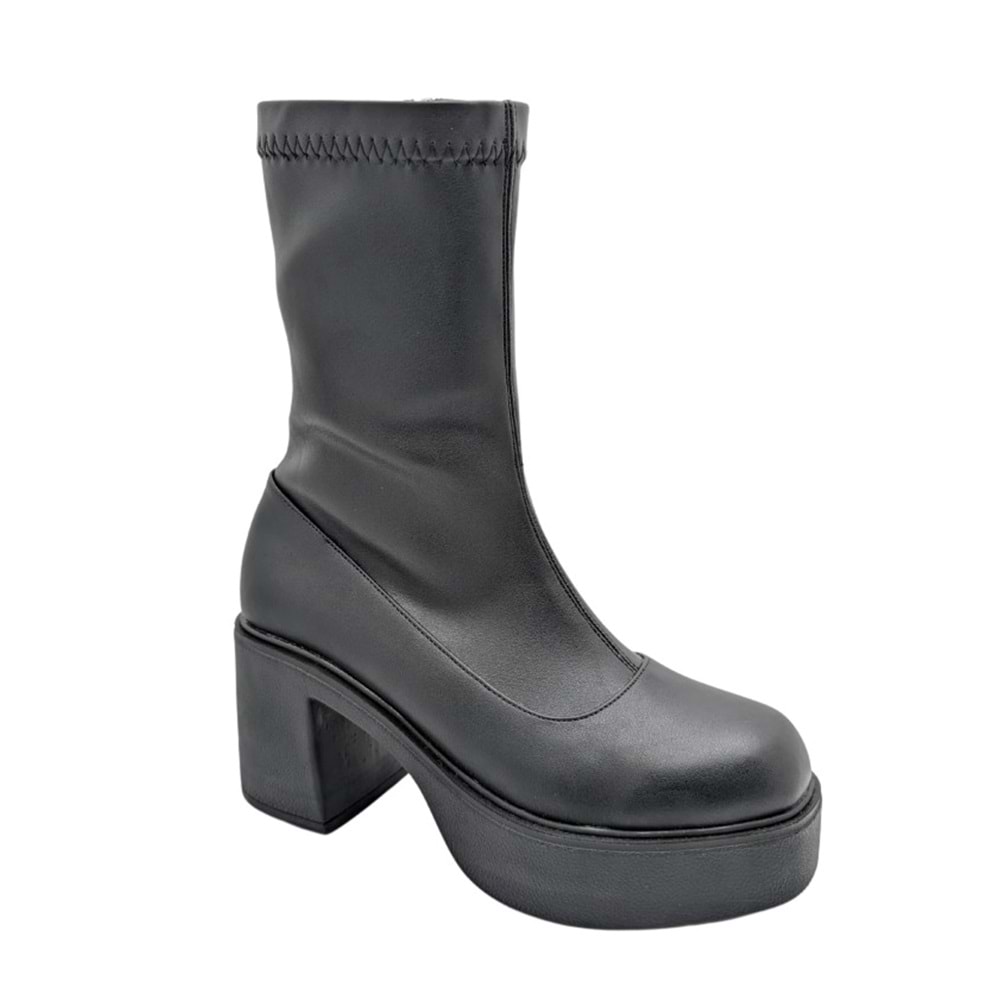 Rovalia Kadın Platform Topuklu Streç Bot - Rovalia - SİYAH - 37