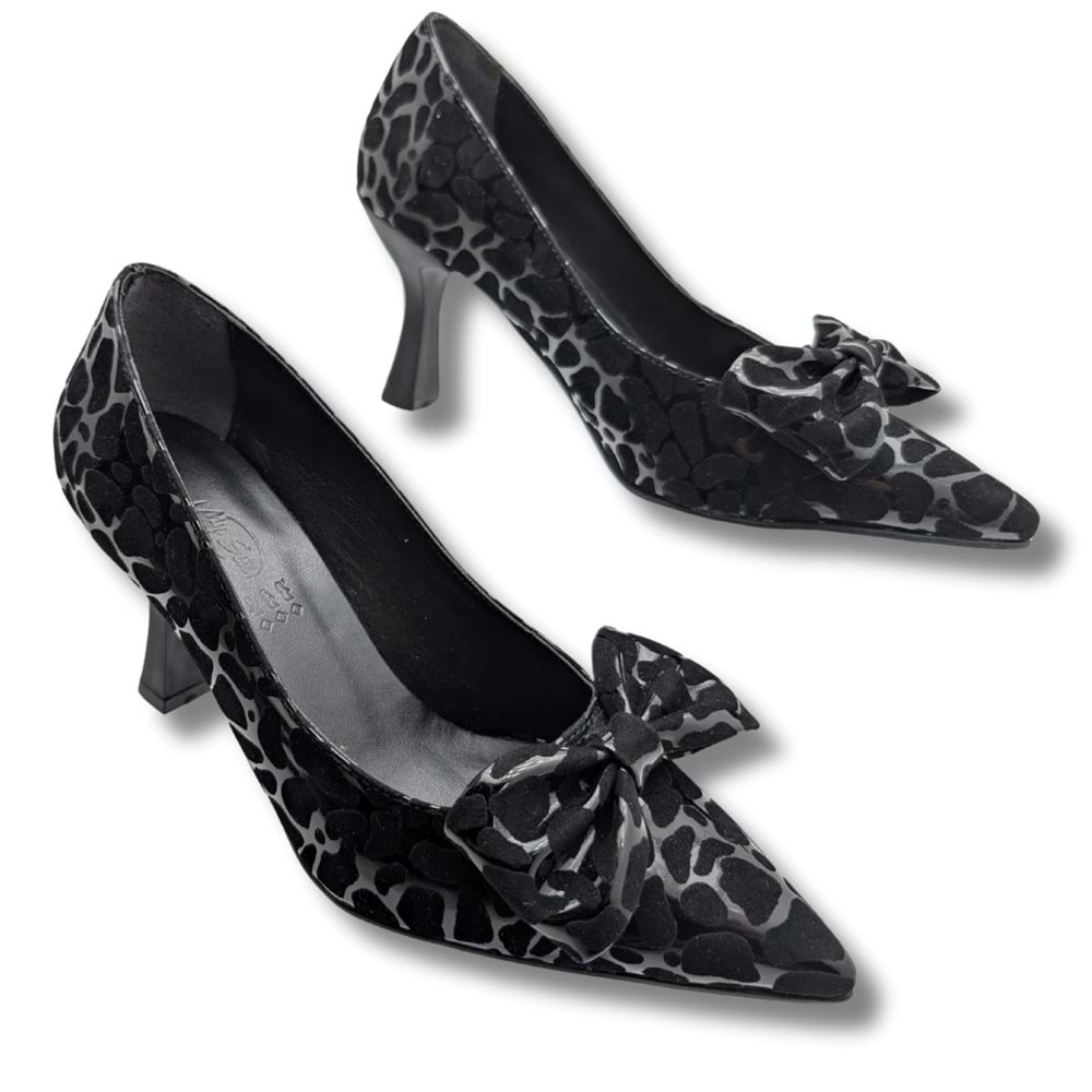 Mancharela Kadın Leopar Desenli Stiletto Ayakkabı - Mancharela - SİYAH-BEYAZ - 37