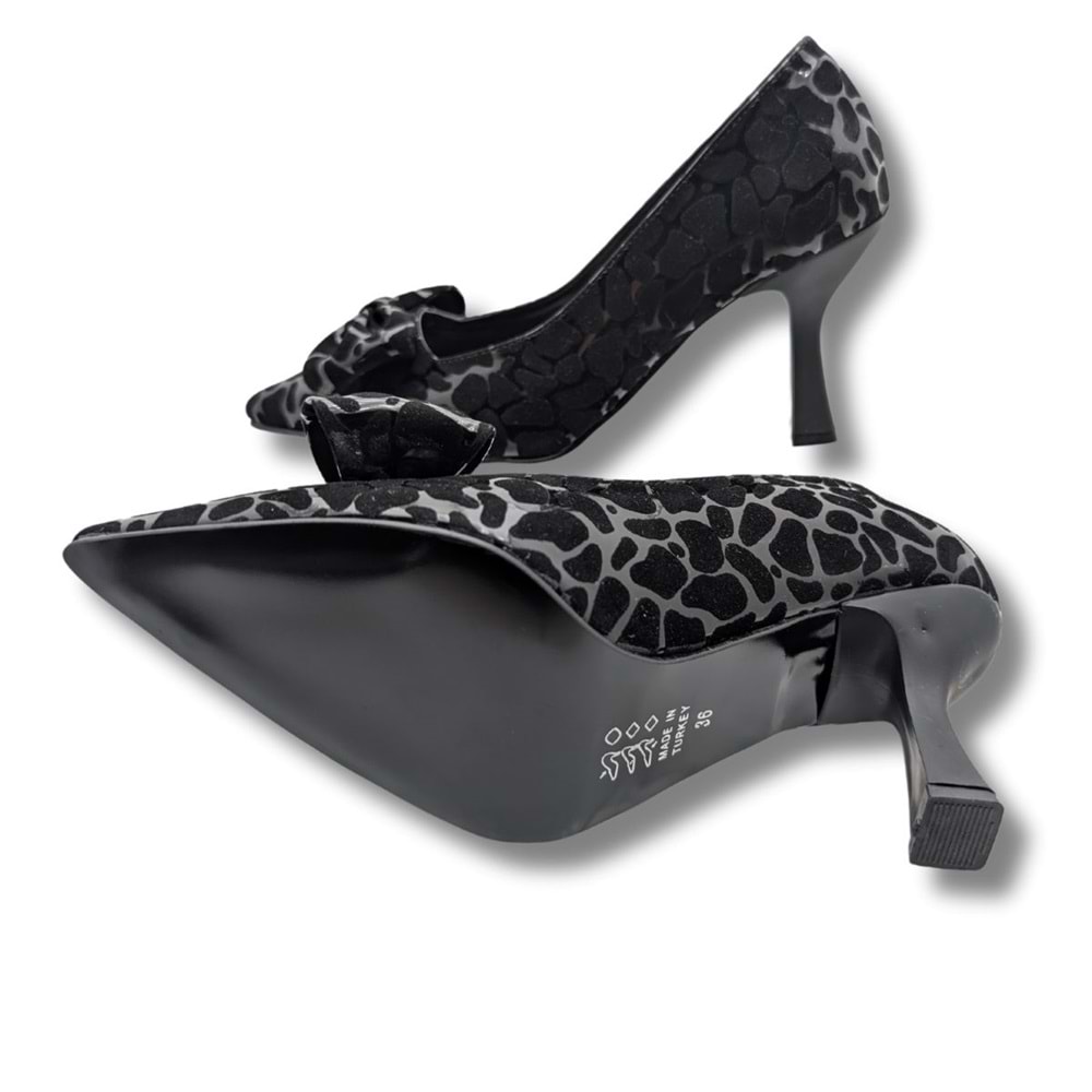 Mancharela Kadın Leopar Desenli Stiletto Ayakkabı - Mancharela - SİYAH-BEYAZ - 37