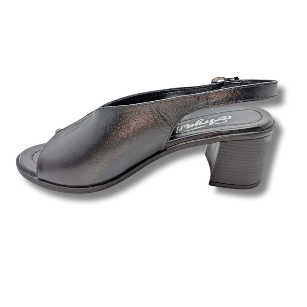 Flore - Hakiki Deri Kadın Topuklu Sandalet - Flore - SİYAH - 37