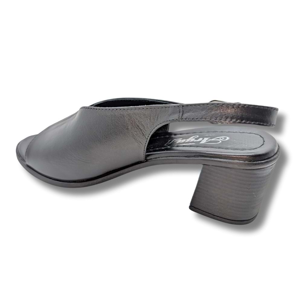 Flore - Hakiki Deri Kadın Topuklu Sandalet - Flore - SİYAH - 37