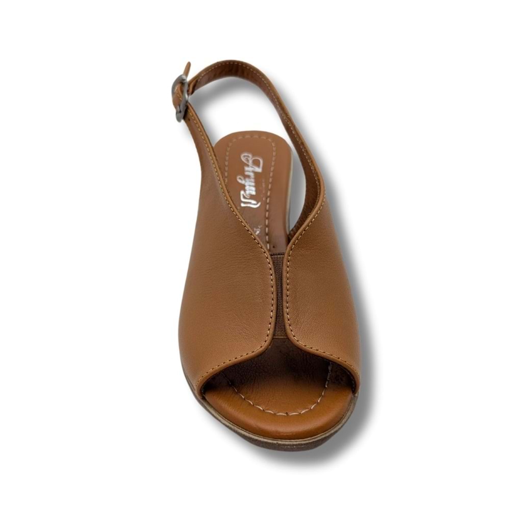 Flore - Hakiki Deri Kadın Topuklu Sandalet - Flore - TABA - 36