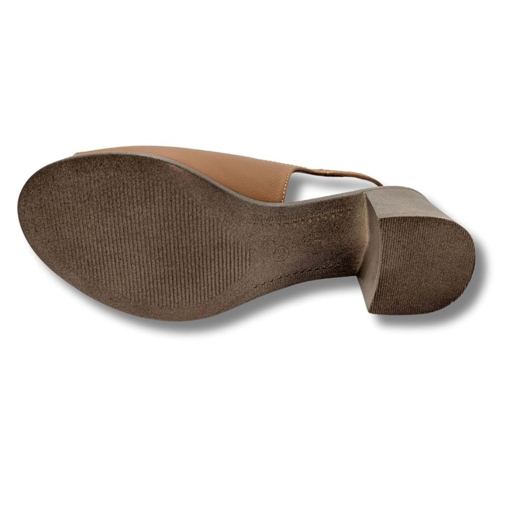 Flore - Hakiki Deri Kadın Topuklu Sandalet - Flore - TABA - 36