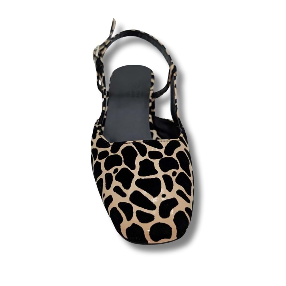 Bellezza - Leopar Desenli Suni Deri Kadın Topuklu Sandalet - Bellezza - LEOPAR - 36