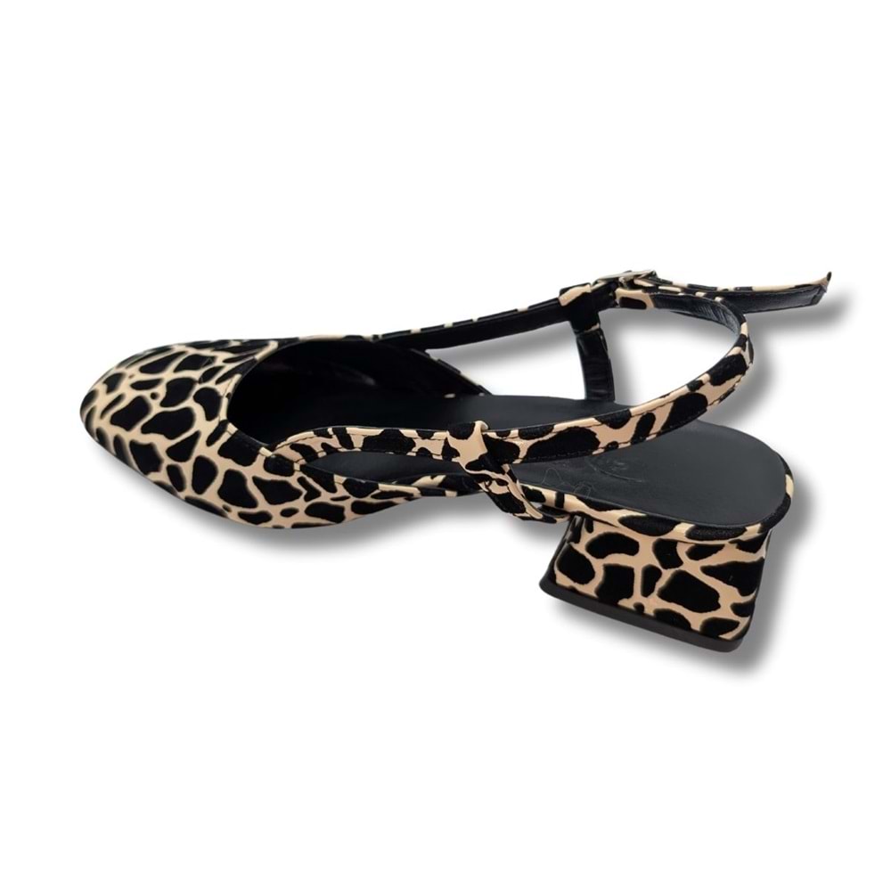 Bellezza - Leopar Desenli Suni Deri Kadın Topuklu Sandalet - Bellezza - LEOPAR - 36