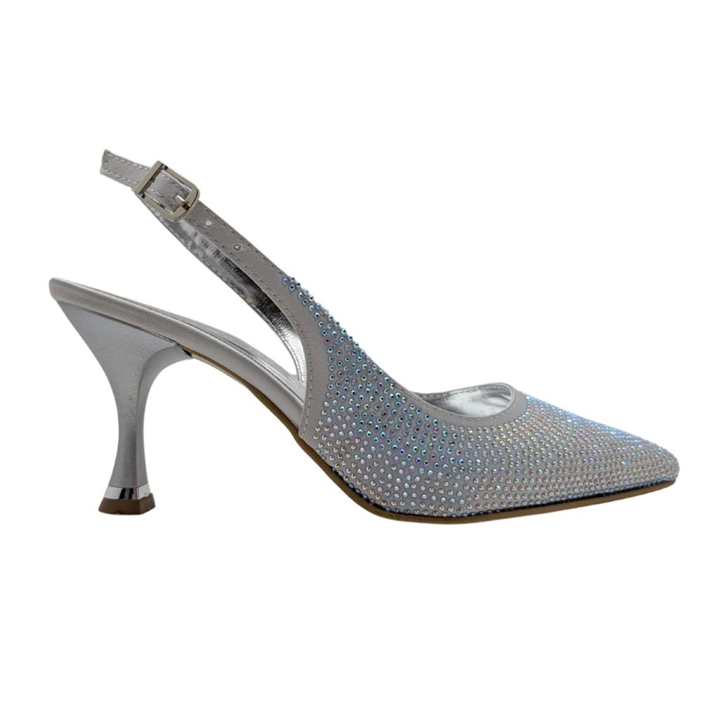 Christine | Taşlı Arkası Açık Stiletto - Christine - GÜMÜŞ - 40