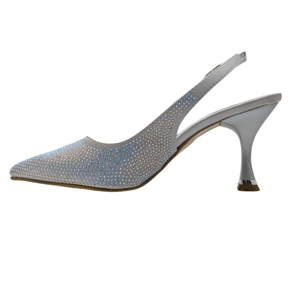 Christine | Taşlı Arkası Açık Stiletto - Christine - GÜMÜŞ - 40
