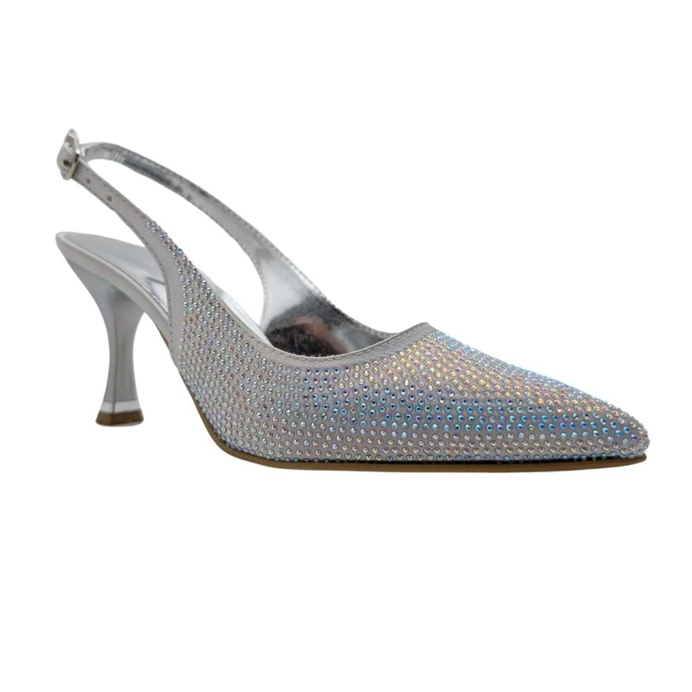 Christine | Taşlı Arkası Açık Stiletto - Christine - GÜMÜŞ - 40