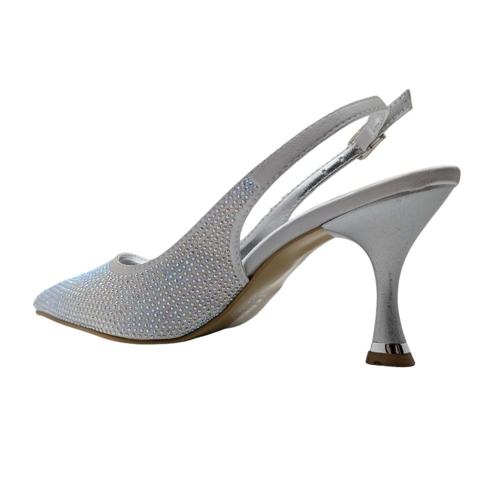 Christine | Taşlı Arkası Açık Stiletto - Christine - GÜMÜŞ - 40