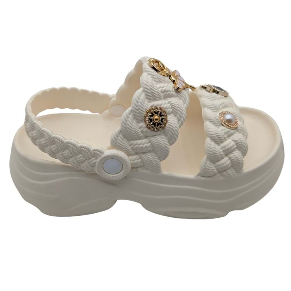 FloraFlex | Kadın Eva Lastik Sandalet - FloraFlex - BUZ GRİ - 37