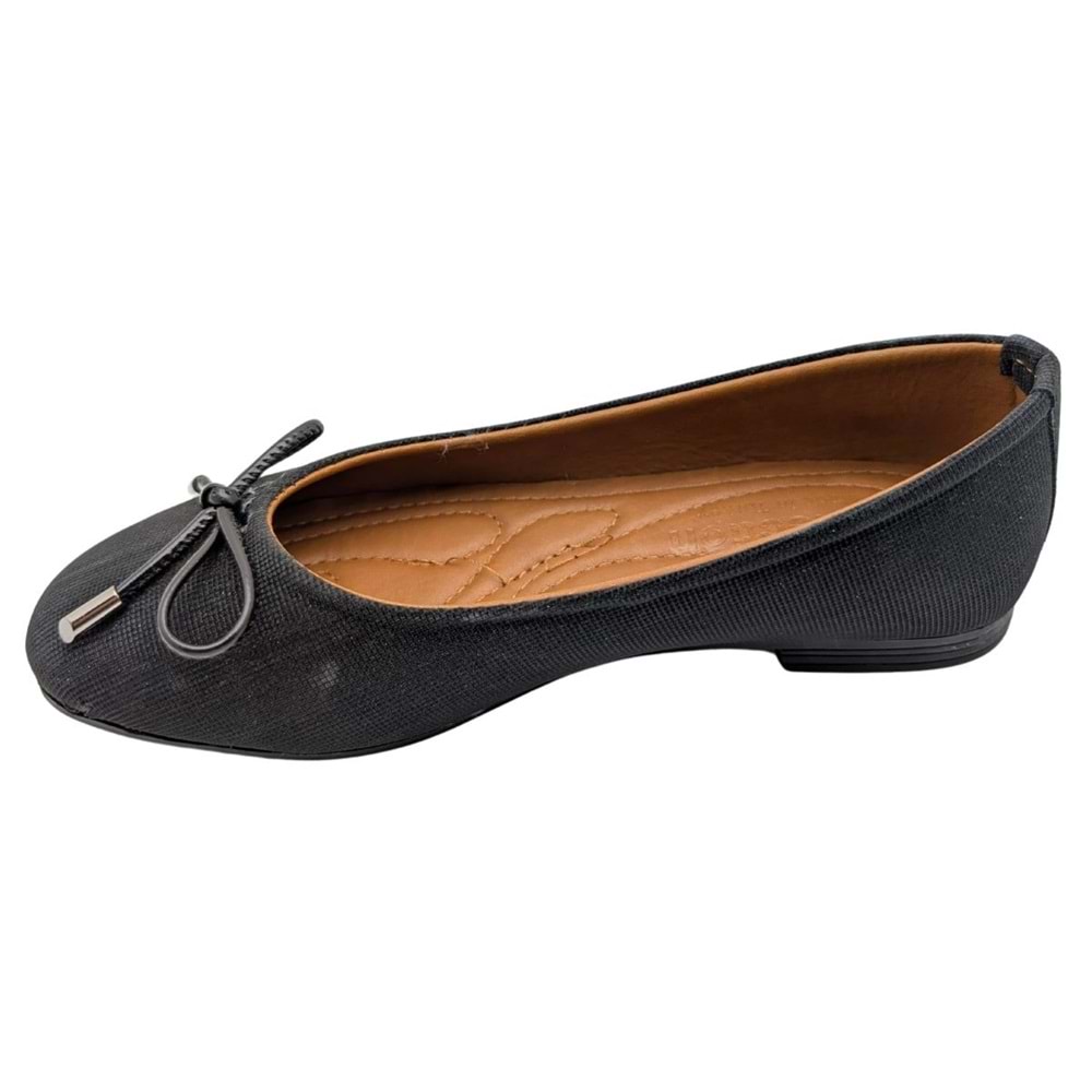 Urselene | Kadın Suni Deri Fiyonklu Babet - BLACK - 36