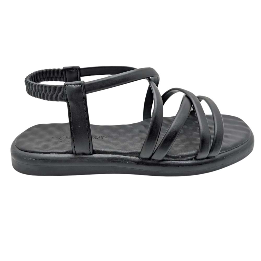 Jossely | Kadın Arkası Lastikli Düz Sandalet - SİYAH - 40