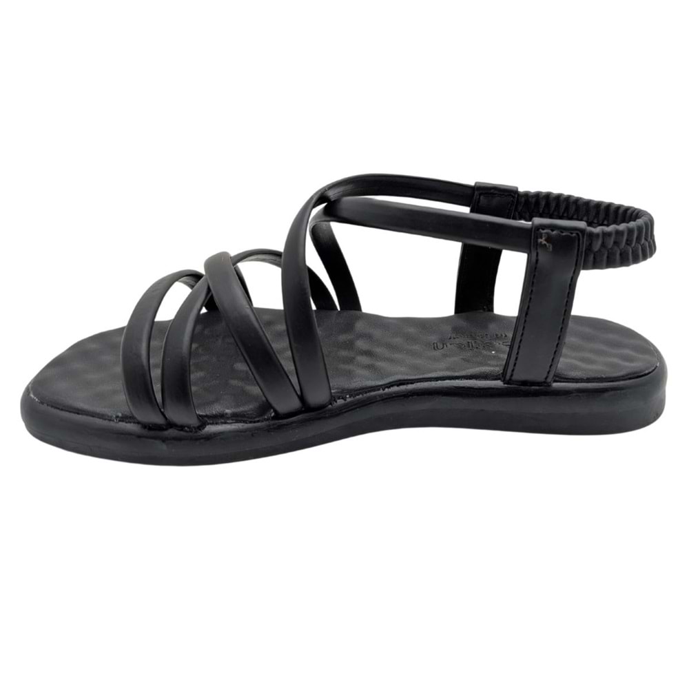 Jossely | Kadın Arkası Lastikli Düz Sandalet - SİYAH - 40