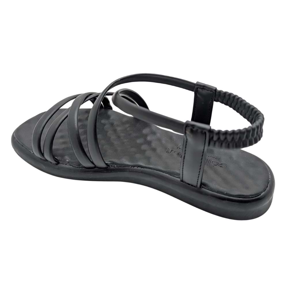 Jossely | Kadın Arkası Lastikli Düz Sandalet - SİYAH - 40
