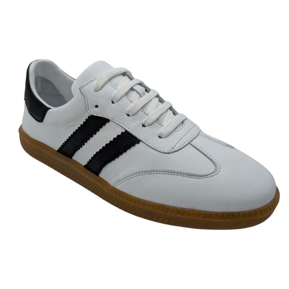 Glisten | Kadın Hakiki Deri Ortopedik Sneaker - BEYAZ-SİYAH - 37
