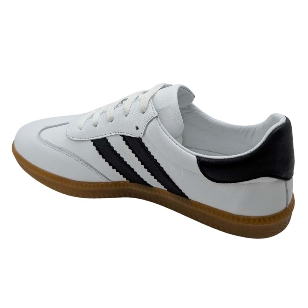 Glisten | Kadın Hakiki Deri Ortopedik Sneaker - BEYAZ-SİYAH - 37