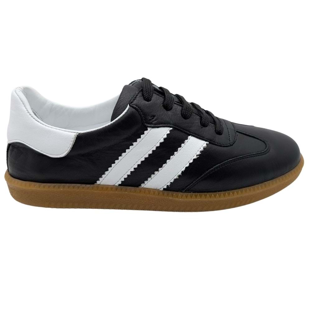 Glisten | Kadın Hakiki Deri Ortopedik Sneaker - SİYAH-BEYAZ - 36